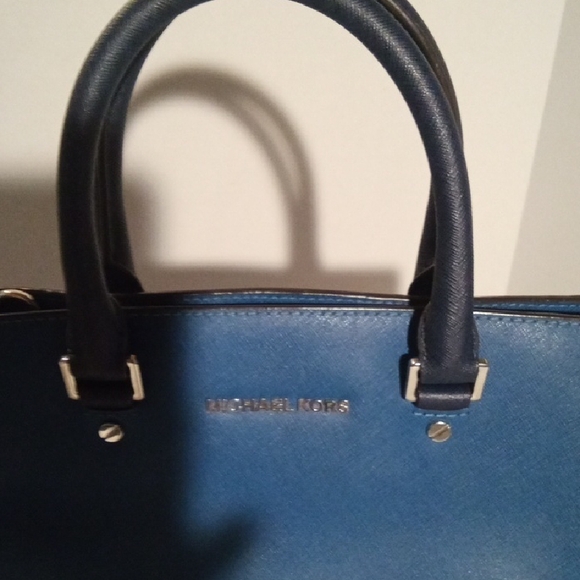 Michael Kors Blue Satchel Structured Leather - Picture 3 of 11